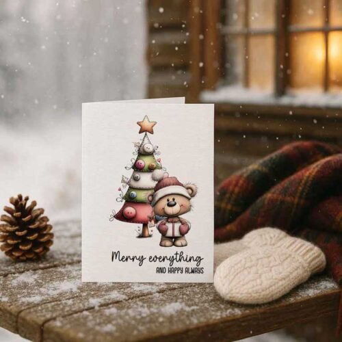 Weihnachtskarte „Merry everything and happy always!“