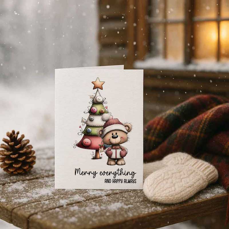 Weihnachtskarte „Merry everything and happy always!“