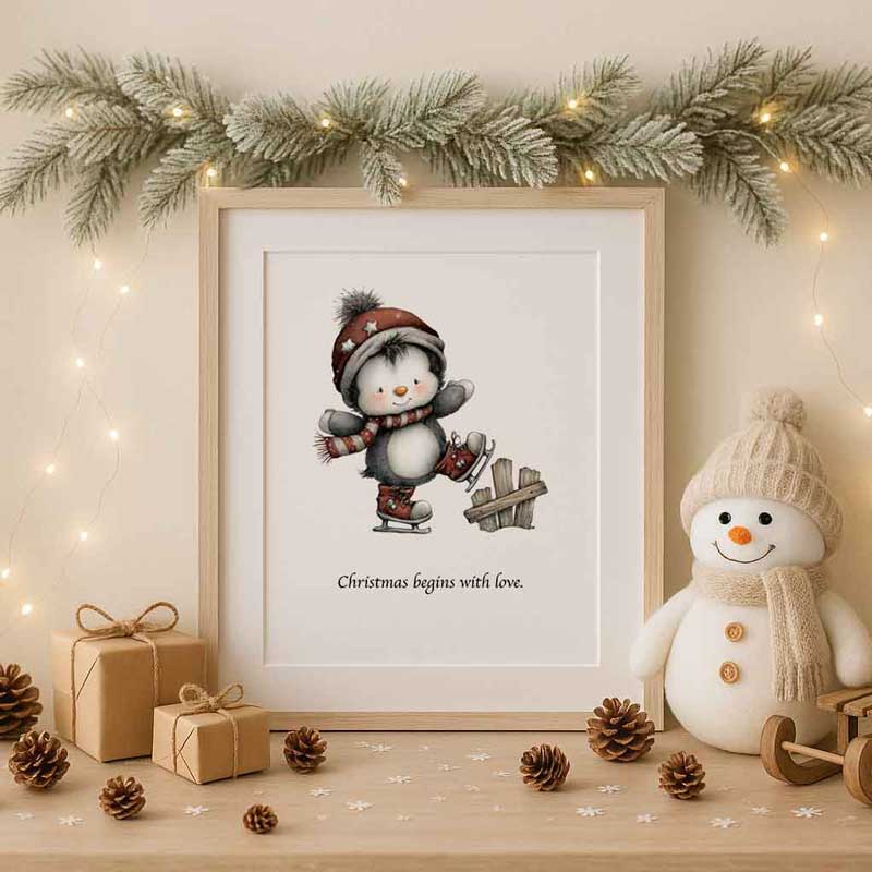 Weihnachtliches Poster Set – 6 liebevolle Wintermotive | A4 Christmas Wall Art Printables – Bild 2