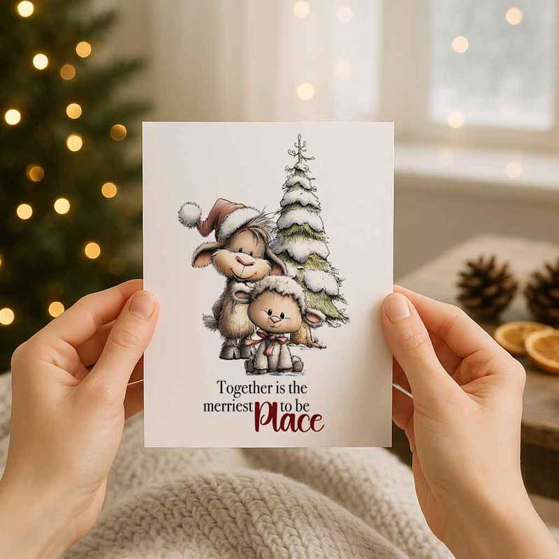 Weihnachtskarte „Together is the Merriest Place to Be“ Wintermotiv zum Ausdrucken – Bild 4
