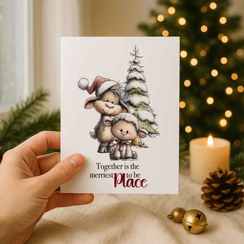 Weihnachtskarte „Together is the Merriest Place to Be“ Wintermotiv zum Ausdrucken – Bild 3