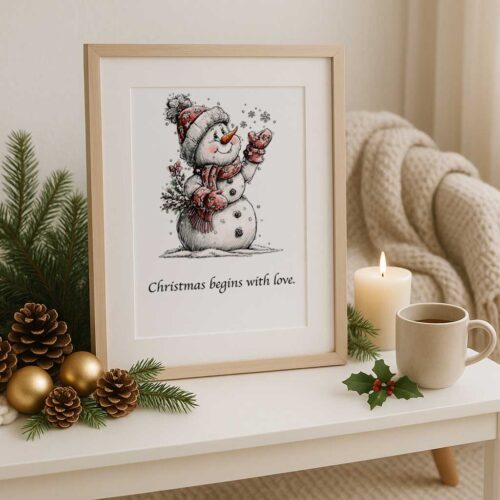 Schneemann Winter Poster Set – 6 Weihnachtsmotive | A4 Printables für die Weihnachtsdeko