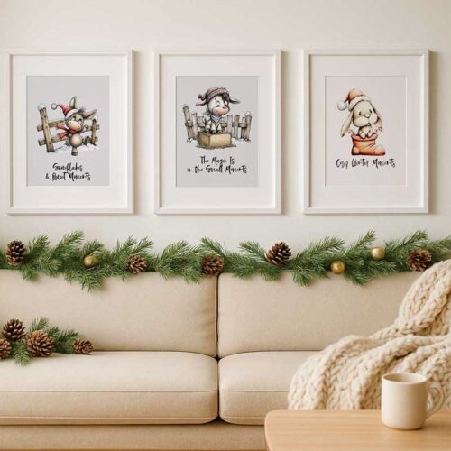 Winter Poster  Set – 3 liebevolle Tiermotive mit Zitaten | A4 Printables